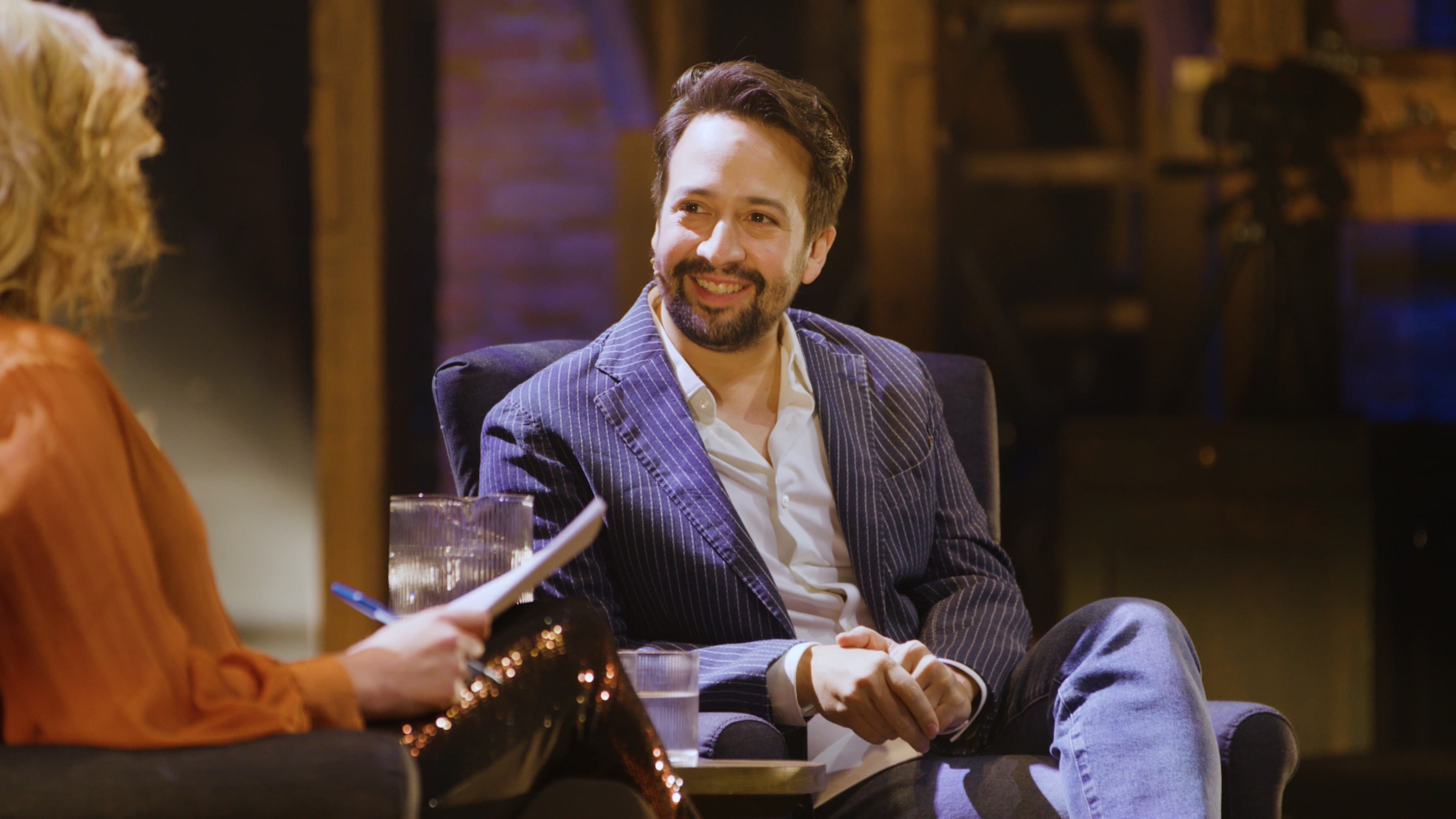 In The Room: Leigh Sales with Lin-Manuel Miranda backdrop